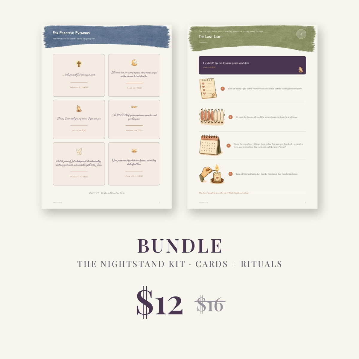 The Nightstand Kit — Scripture Cards + Evening Rituals (Digital PDF Bundle)