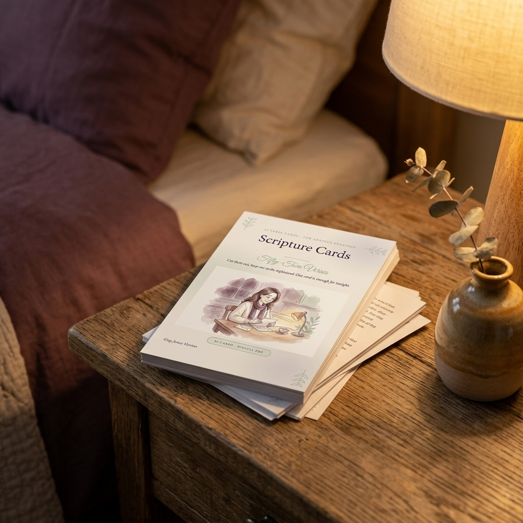 Scripture Affirmation Cards for Anxious Evenings | 52 Printable KJV Verse Cards (Digital PDF)